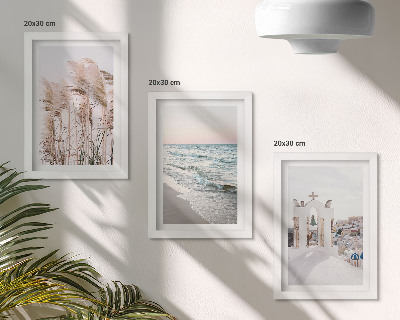 Mur de cadres Plantes de bord de mer, vagues, vue sur les maisons blanches