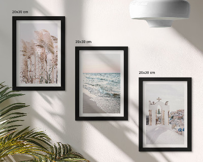 Mur de cadres Plantes de bord de mer, vagues, vue sur les maisons blanches