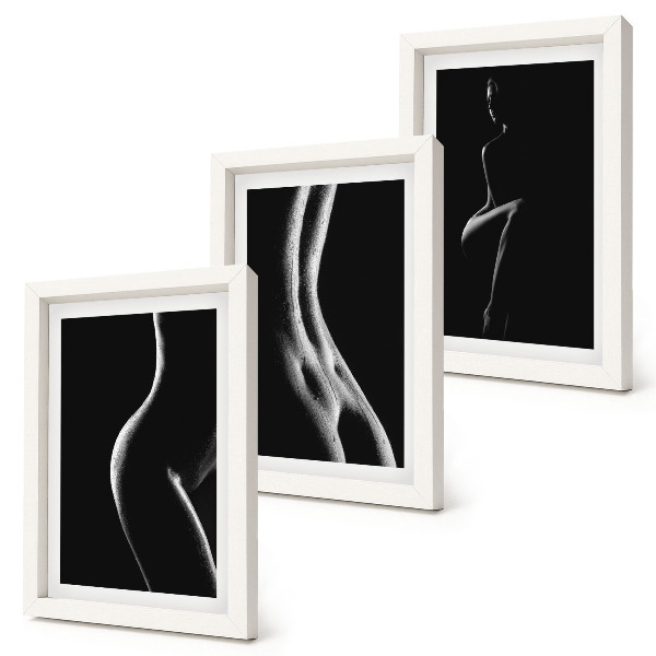 Mur de cadres Silhouettes féminines en noir et blanc érotiques