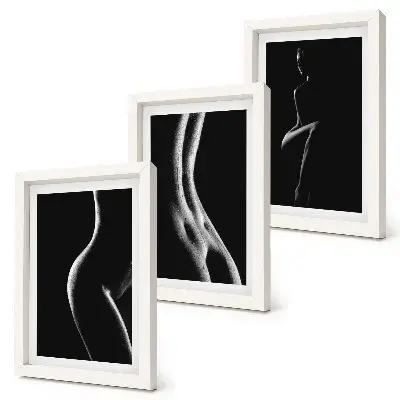 Mur de cadres silhouettes féminines érotiques en noir et blanc