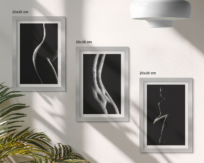 Mur de cadres Silhouettes féminines en noir et blanc érotiques