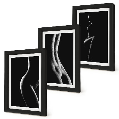 Mur de cadres Silhouettes féminines en noir et blanc érotiques
