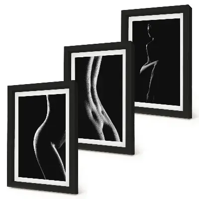 Mur de cadres silhouettes féminines érotiques en noir et blanc