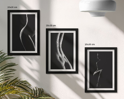 Mur de cadres Silhouettes féminines en noir et blanc érotiques