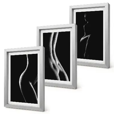 Mur de cadres silhouettes féminines érotiques en noir et blanc