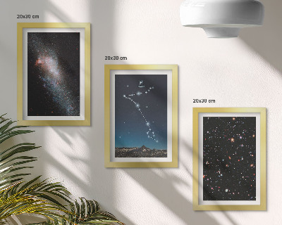 Ensemble de 3 tableaux Paysages spatiaux avec la constellation des Poissons et les galaxies