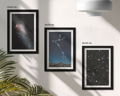 Ensemble de 3 tableaux Paysages spatiaux avec la constellation des Poissons et les galaxies