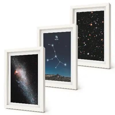 Lot de 3 tableaux représentant la vue de la galaxie de la constellation de la Vierge dans l'univers