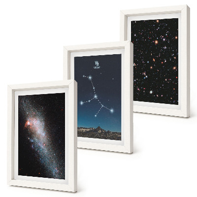 Lot de 3 tableaux Vue de la galaxie de la constellation de la Vierge dans l'univers