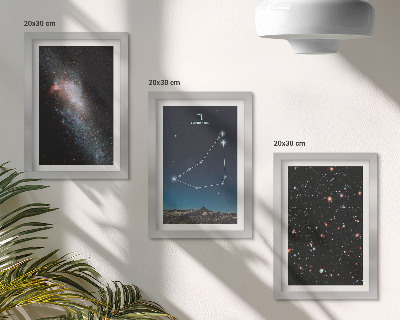 Ensemble de 3 tableaux Constellation du Capricorne, galaxie et étoiles