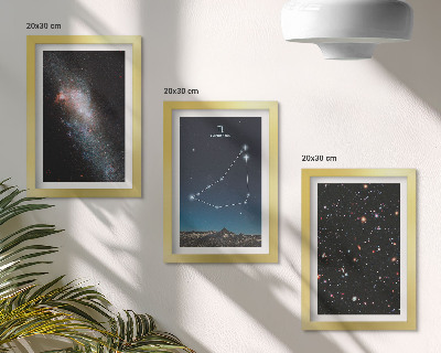 Ensemble de 3 tableaux Constellation du Capricorne, galaxie et étoiles