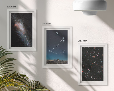 Ensemble de 3 tableaux Constellation du Capricorne, galaxie et étoiles