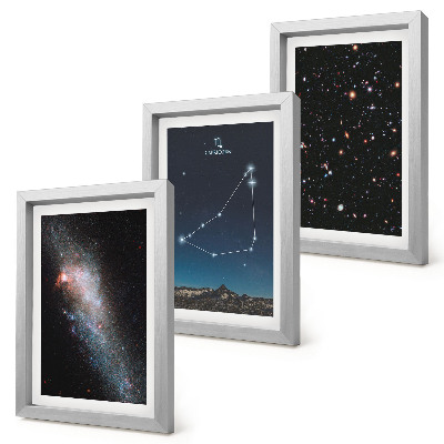 Ensemble de 3 tableaux Constellation du Capricorne, galaxie et étoiles