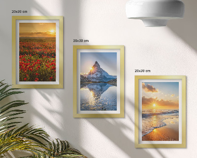 Mur de cadres Paysages de montagne et de bord de mer avec couchers de soleil