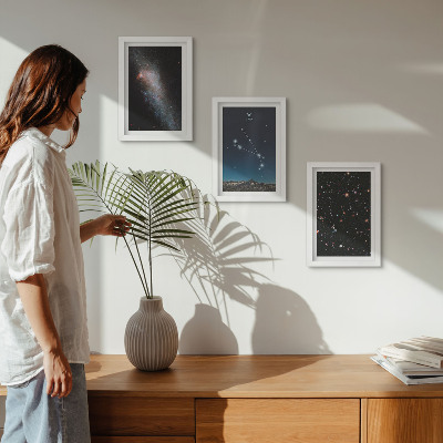 Lot de 3 tableaux Paysages cosmiques des galaxies et des constellations du zodiaque du Bélier