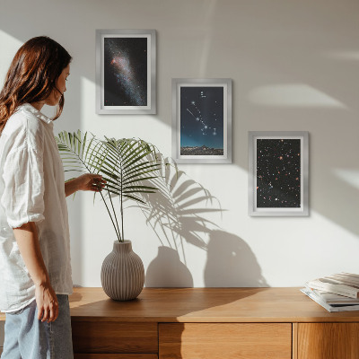 Ensemble de 3 tableaux Paysages stellaires cosmiques et la constellation du Taureau