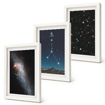 Lot de 3 tableaux représentant l'espace avec la galaxie et les étoiles de la constellation du Cancer
