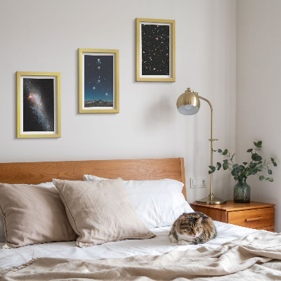 Lot de 3 tableaux L'espace avec la galaxie et les étoiles de la constellation du Cancer