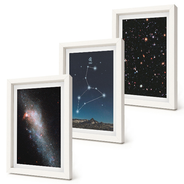 Lot de 3 tableaux La galaxie de la constellation du Lion et l'espace extra-atmosphérique