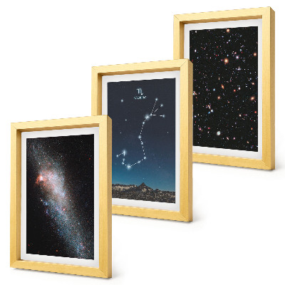 Ensemble de 3 tableaux Paysages cosmiques des galaxies et de la constellation du Scorpion