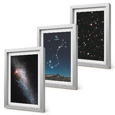 Ensemble de 3 tableaux Paysages cosmiques des galaxies et de la constellation du Scorpion
