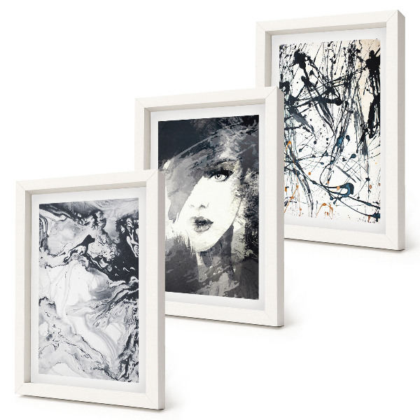 Mur de cadres Motifs abstraits en nuances de noir et blanc