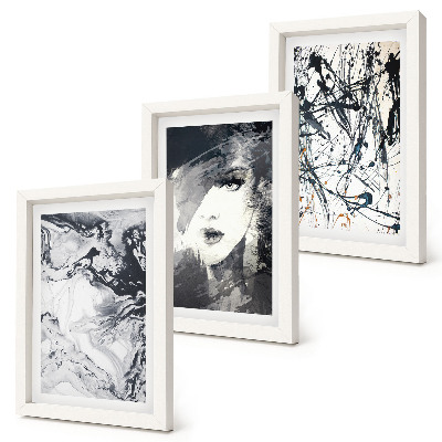 Mur de cadres Motifs abstraits en nuances de noir et blanc