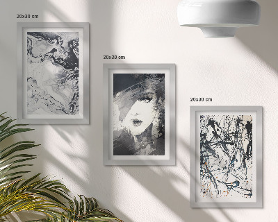 Mur de cadres Motifs abstraits en nuances de noir et blanc