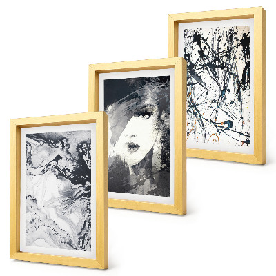 Mur de cadres Motifs abstraits en nuances de noir et blanc