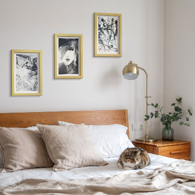 Mur de cadres Motifs abstraits en nuances de noir et blanc
