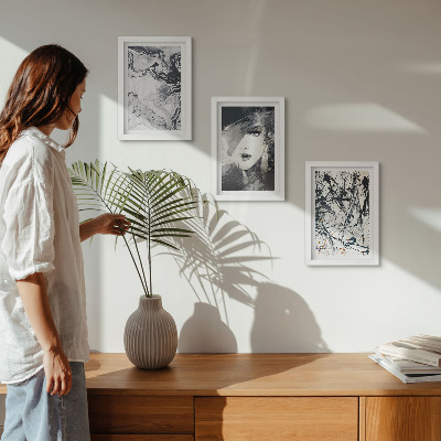 Mur de cadres Motifs abstraits en nuances de noir et blanc