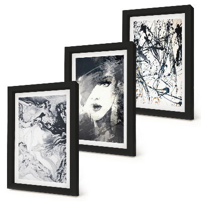 Mur de cadres Motifs abstraits en nuances de noir et blanc