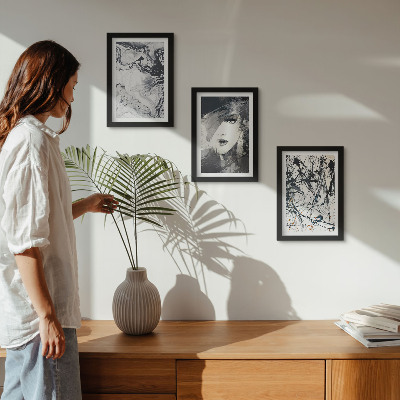 Mur de cadres Motifs abstraits en nuances de noir et blanc