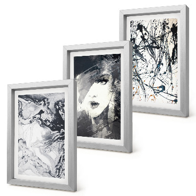 Mur de cadres Motifs abstraits en nuances de noir et blanc