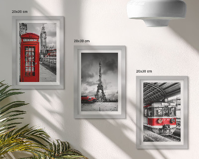 Ensemble de 3 tableaux Villes emblématiques Londres Paris et transport ferroviaire