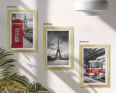 Ensemble de 3 tableaux Villes emblématiques Londres Paris et transport ferroviaire