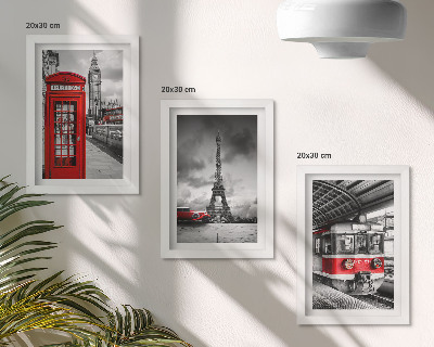 Ensemble de 3 tableaux Villes emblématiques Londres Paris et transport ferroviaire