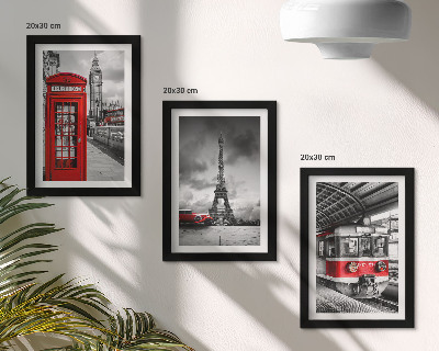 Ensemble de 3 tableaux Villes emblématiques Londres Paris et transport ferroviaire