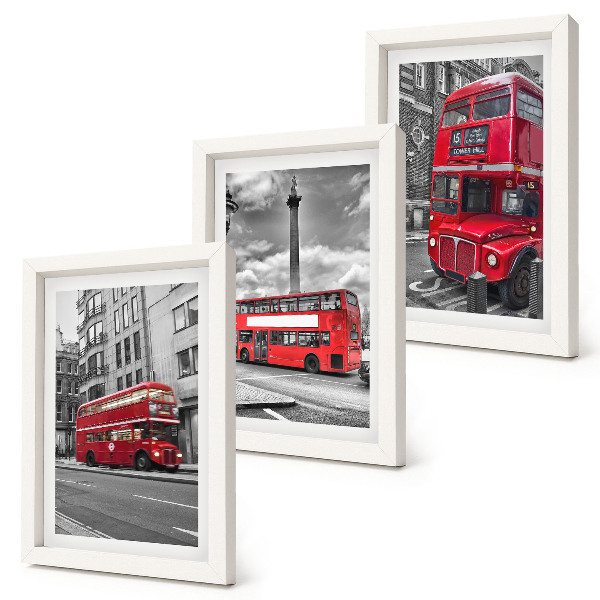 Lot de 3 tableaux Les bus rouges dans le paysage urbain de Londres