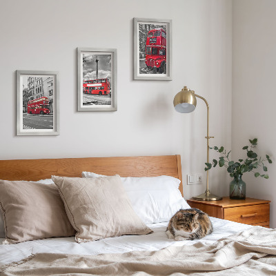 Lot de 3 tableaux Les bus rouges dans le paysage urbain de Londres