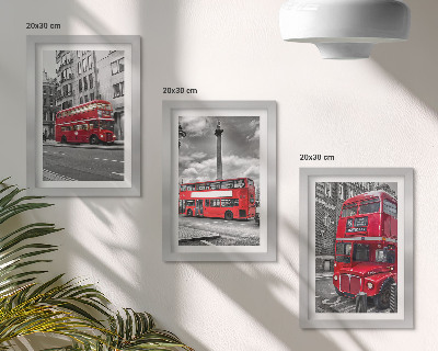 Lot de 3 tableaux Les bus rouges dans le paysage urbain de Londres