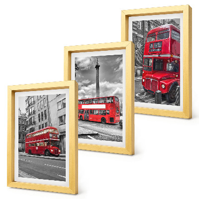 Lot de 3 tableaux Les bus rouges dans le paysage urbain de Londres