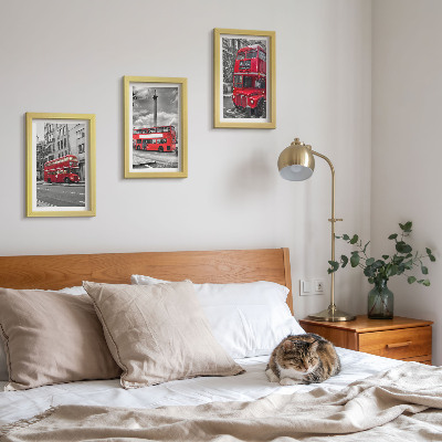 Lot de 3 tableaux Les bus rouges dans le paysage urbain de Londres