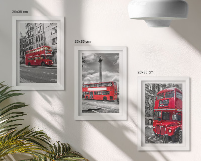 Lot de 3 tableaux Les bus rouges dans le paysage urbain de Londres