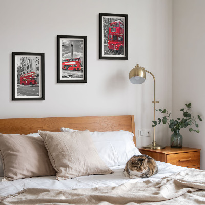 Lot de 3 tableaux Les bus rouges dans le paysage urbain de Londres