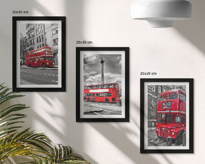 Lot de 3 tableaux Les bus rouges dans le paysage urbain de Londres