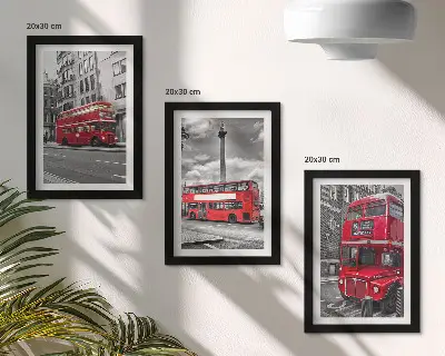 Tableaux Les bus rouges dans le paysage urbain de Londres lot de 3