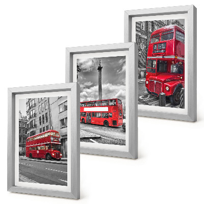 Lot de 3 tableaux Les bus rouges dans le paysage urbain de Londres