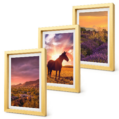 Mur de cadres Paysages de montagne avec des chevaux et des champs de lavande