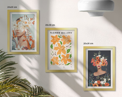 Lot de 3 tableaux Portraits floraux avec des bouquets et des feuilles colorés